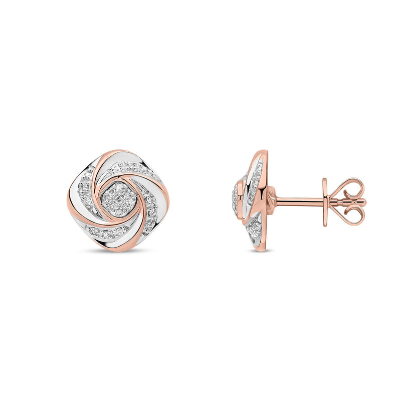 18ct Rose Gold Natural Diamond Twist Stud Earrings