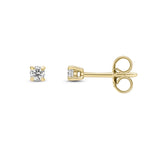 9ct Yellow Gold Round Natural Diamond Four-Claw Stud Earrings — 0.15ct