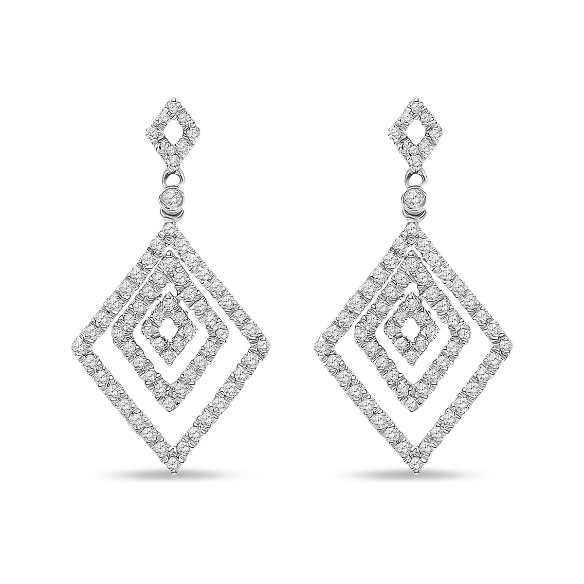 18ct White Gold Natural Diamond Geometric Drop Earrings