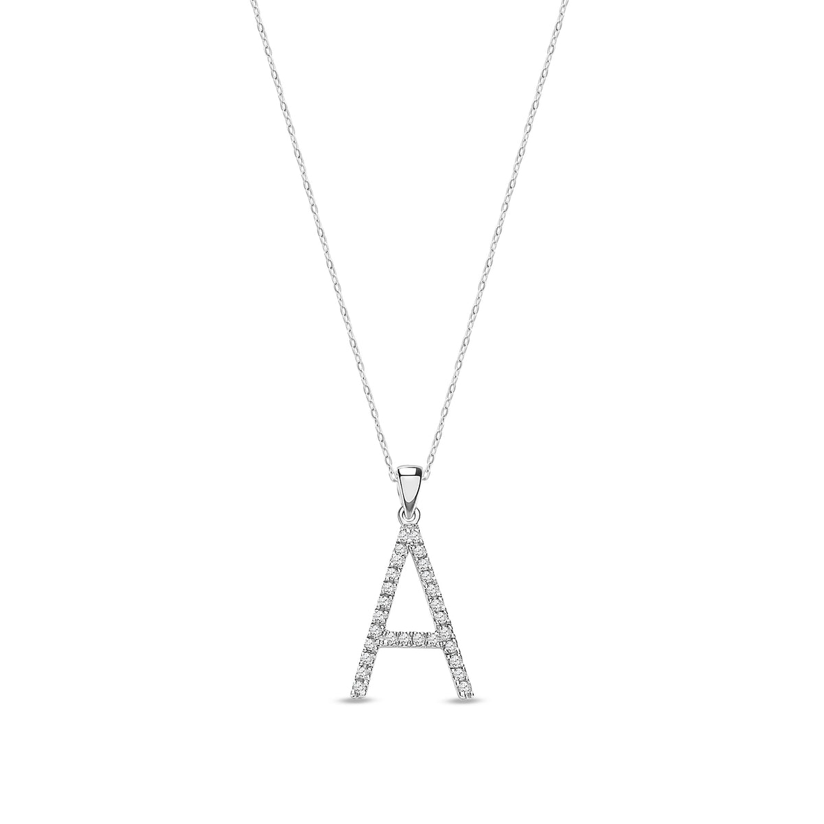 9ct White Gold Natural Diamond Initial V Pendant