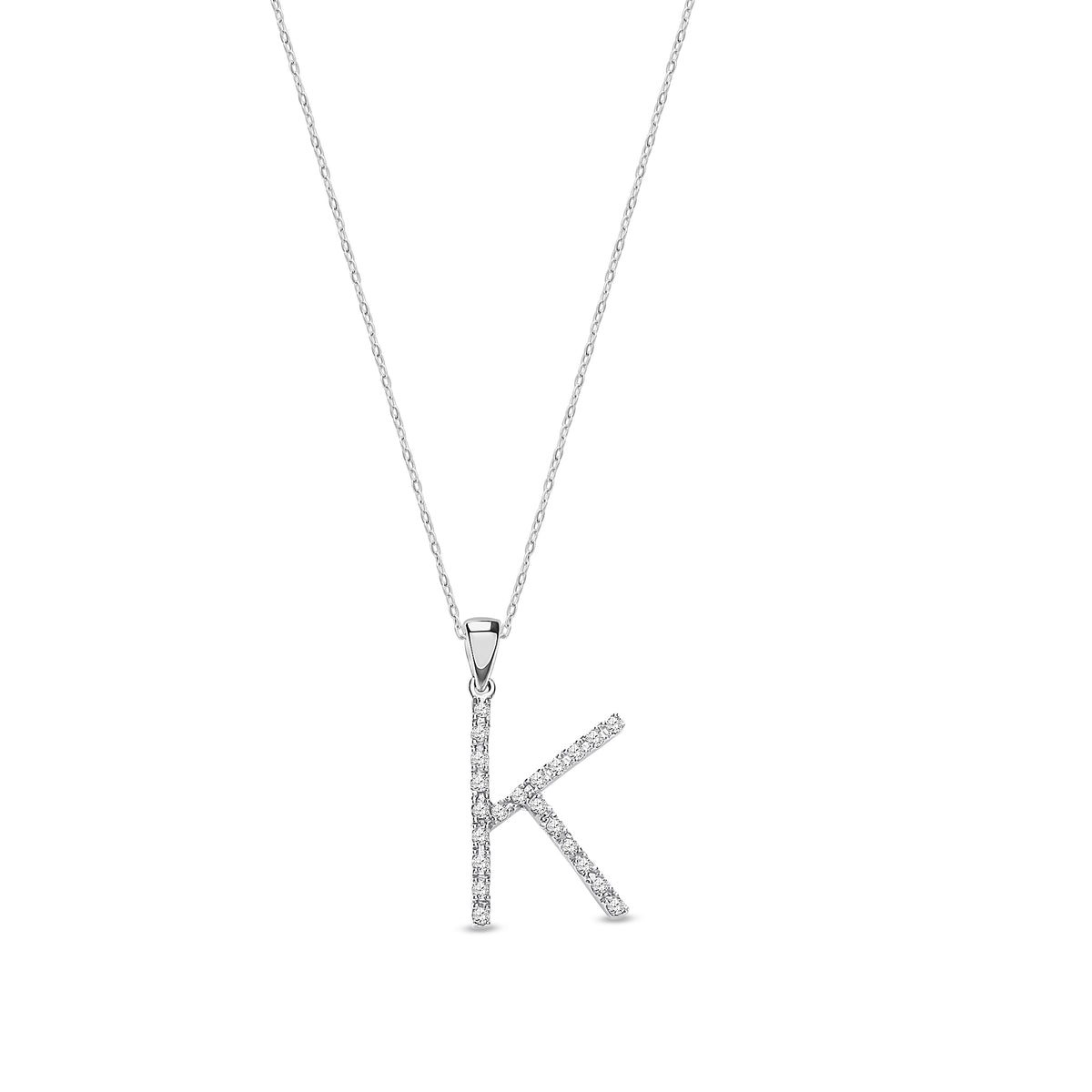 9ct White Gold Natural Diamond Initial K Pendant