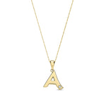 9ct Yellow Gold Natural Diamond Initial A Pendant