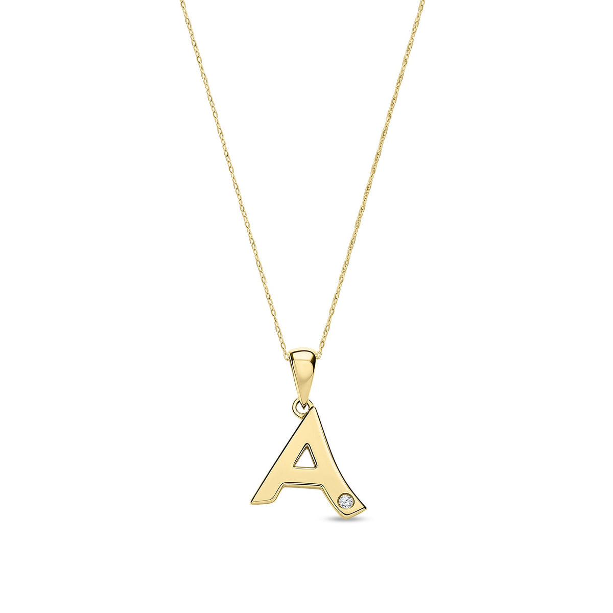 9ct Yellow Gold Natural Diamond Initial A Pendant