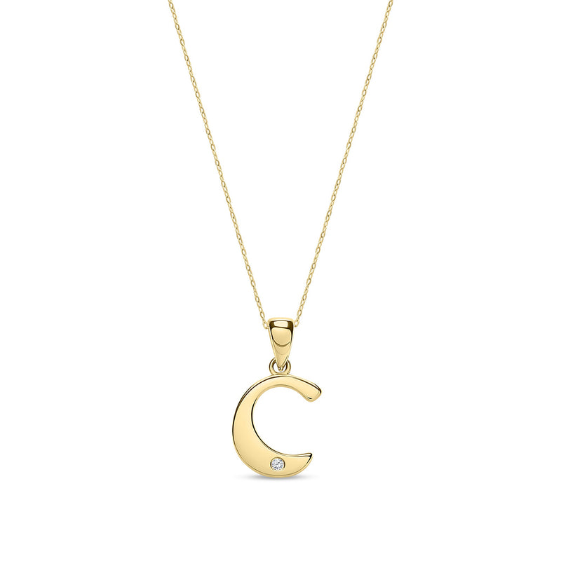 9ct Yellow Gold Natural Diamond Initial C Pendant