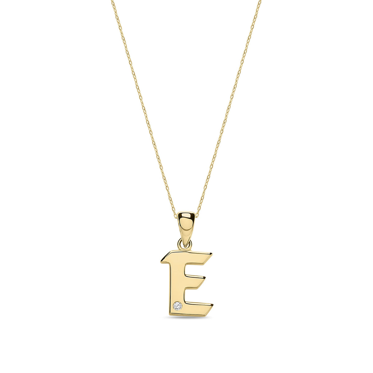 9ct Yellow Gold Natural Diamond Initial E Pendant
