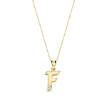 9ct Yellow Gold Natural Diamond Initial F Pendant