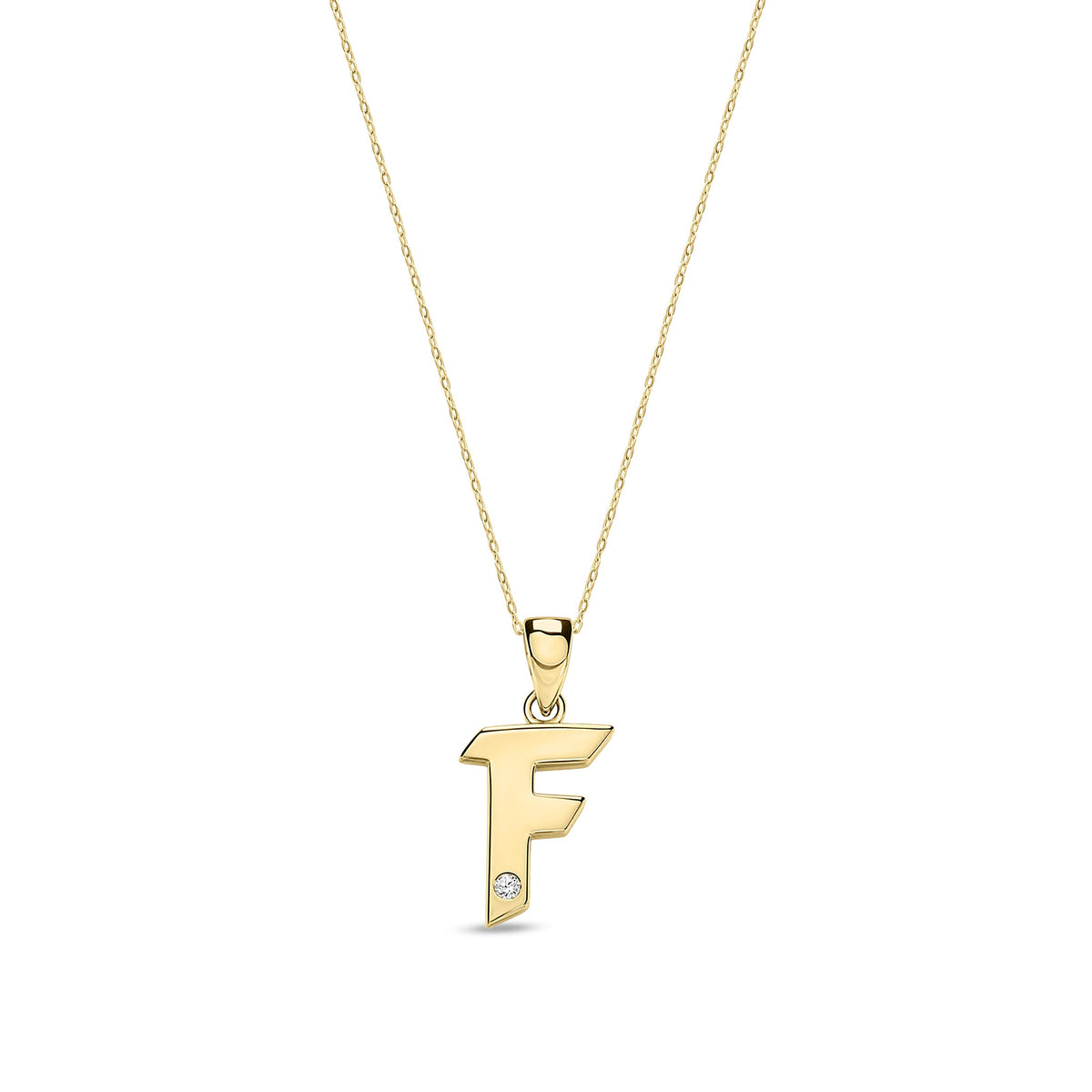 9ct Yellow Gold Natural Diamond Initial F Pendant