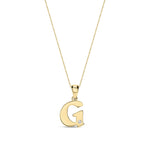9ct Yellow Gold Natural Diamond Initial G Pendant