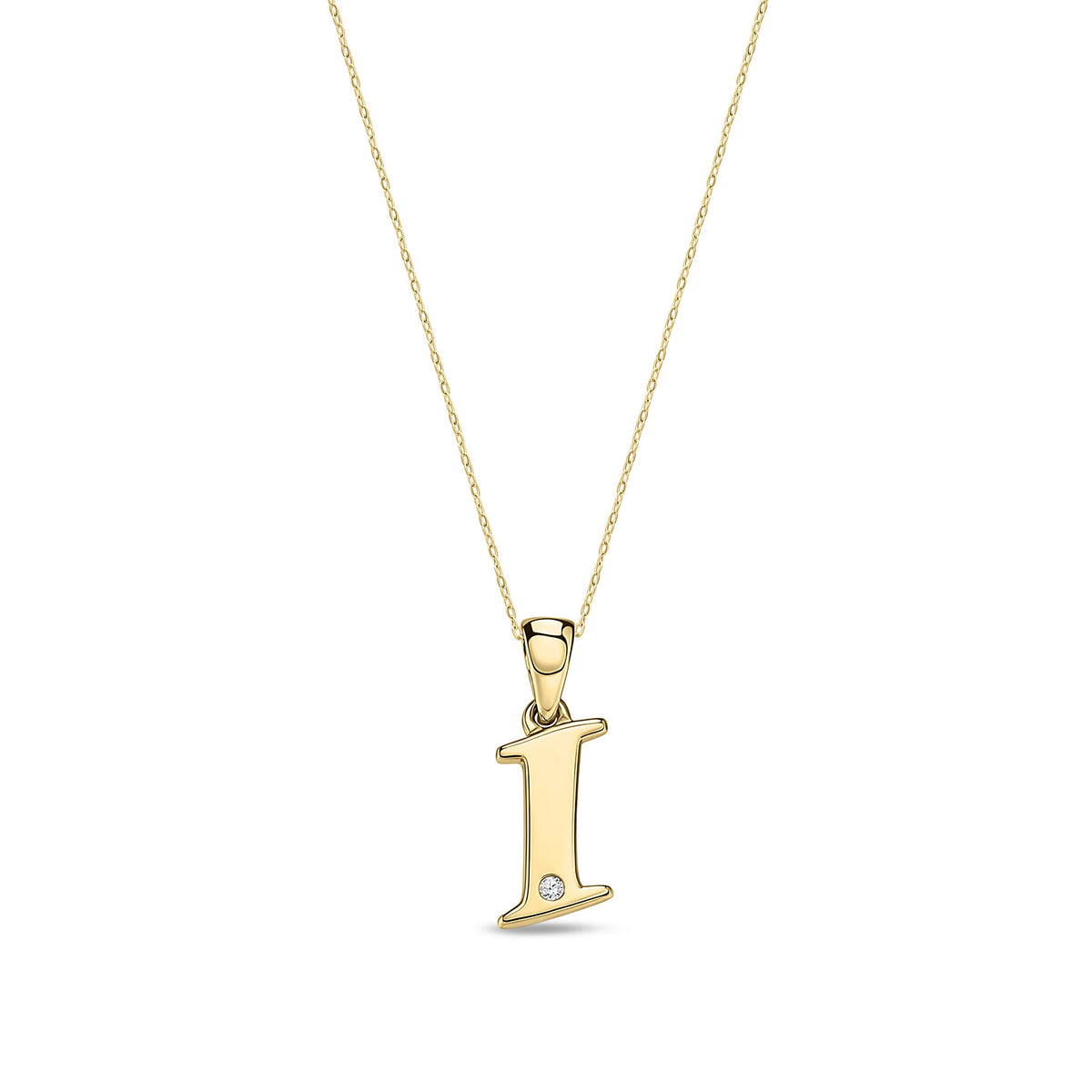 9ct Yellow Gold Natural Diamond Initial I Pendant