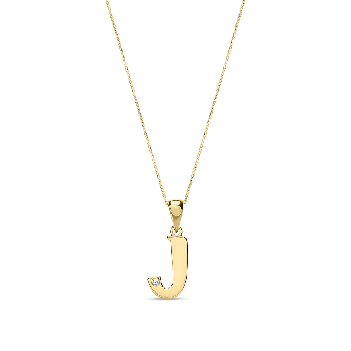 9ct Yellow Gold Natural Diamond Initial J Pendant