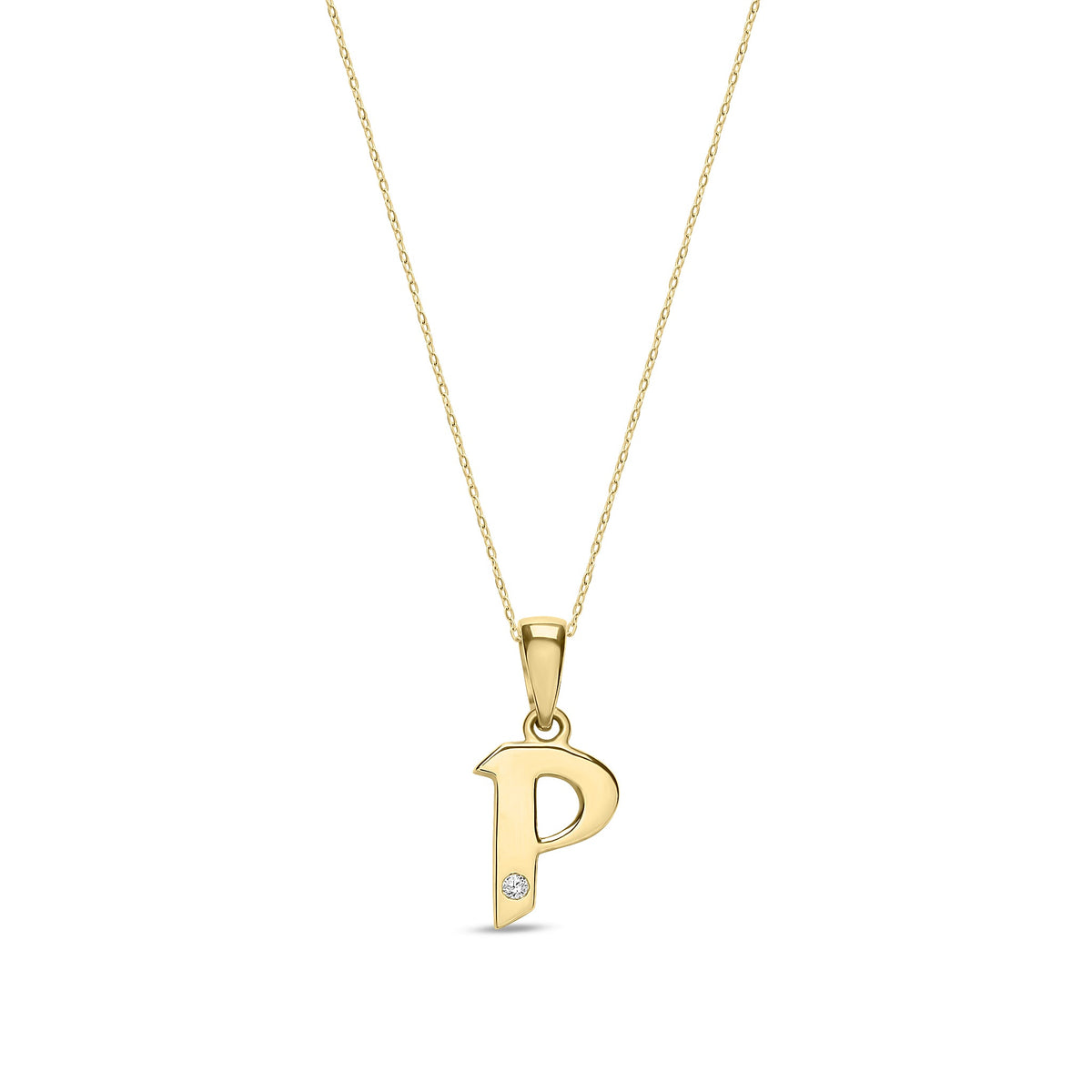 9ct Yellow Gold Natural Diamond Initial P Pendant