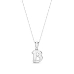 9ct White Gold Natural Diamond Initial B Pendant