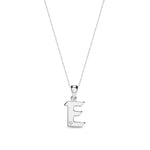9ct White Gold Natural Diamond Initial E Pendant