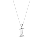 9ct White Gold Natural Diamond Initial I Pendant