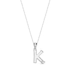 9ct White Gold Natural Diamond Initial K Pendant