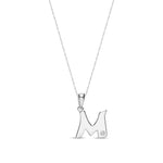 9ct White Gold Natural Diamond Initial M Pendant