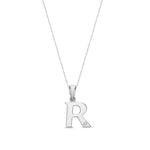 9ct White Gold Natural Diamond Initial R Pendant