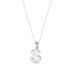 9ct White Gold Natural Diamond Initial S Pendant