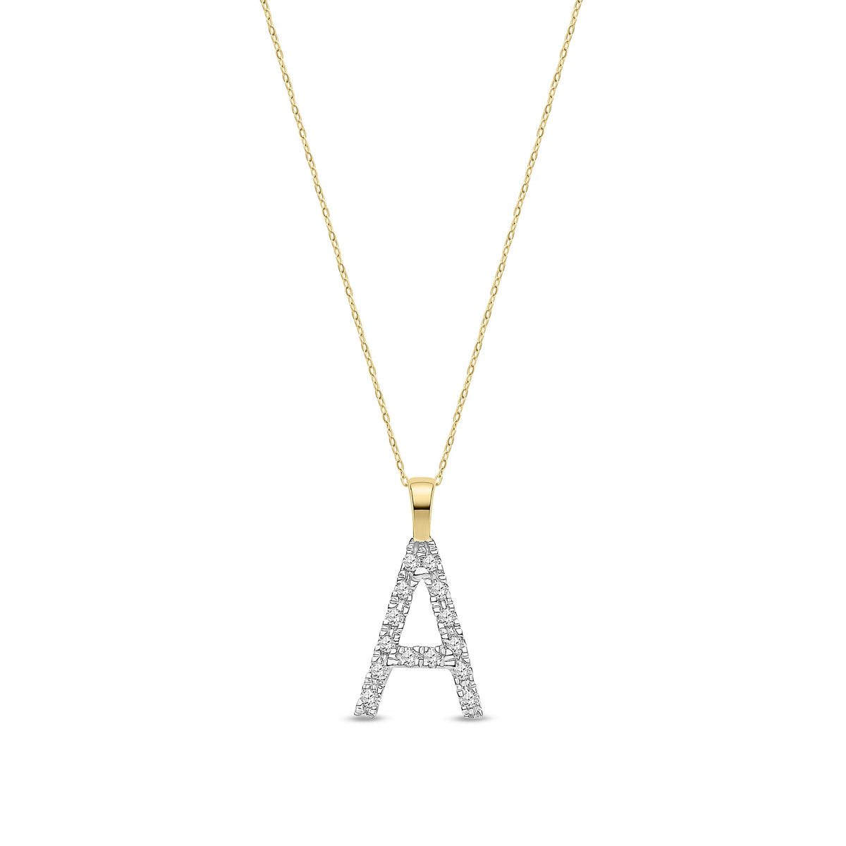 9ct Yellow Gold Natural Diamond Initial A Pendant