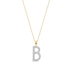9ct Yellow Gold Natural Diamond Initial B Pendant
