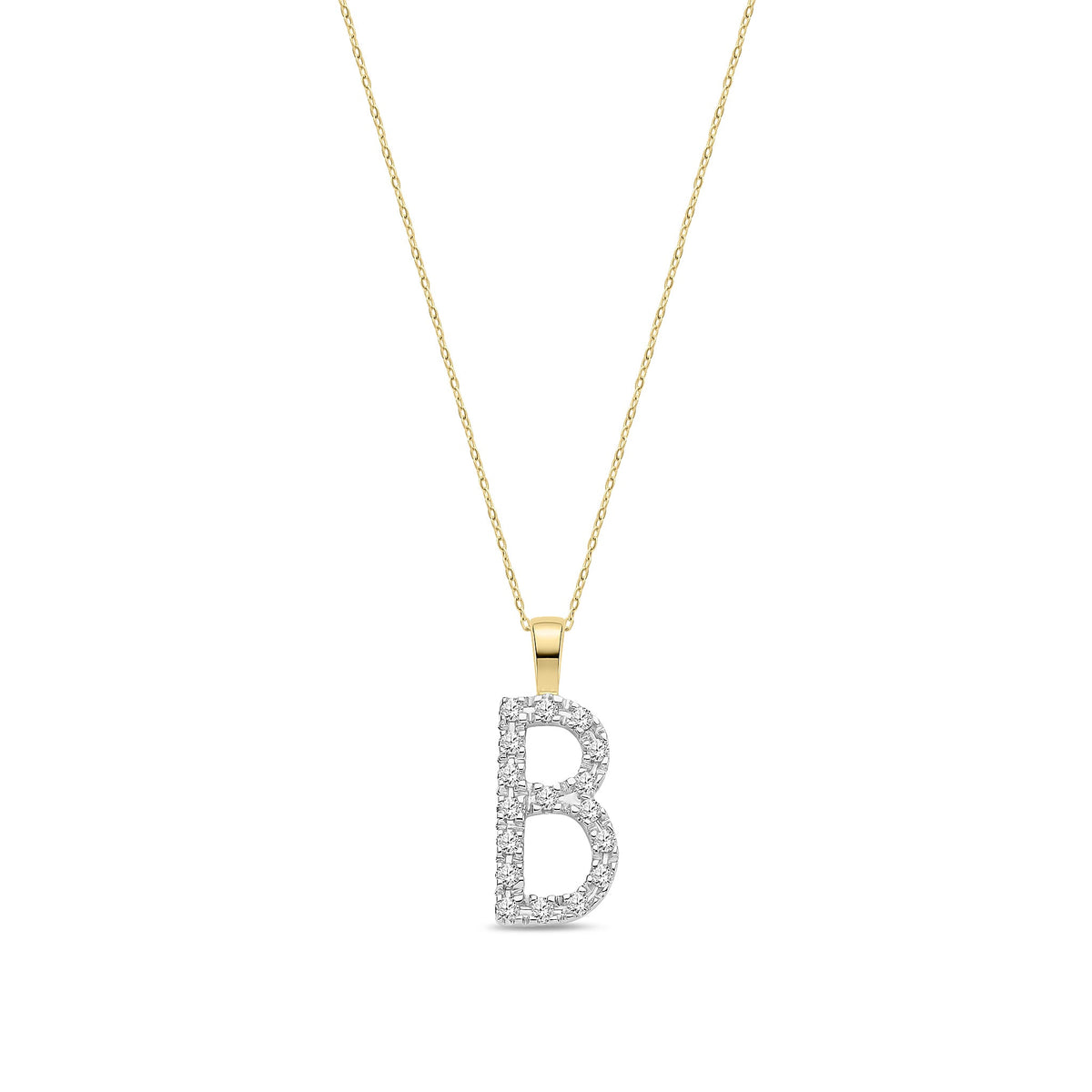 9ct Yellow Gold Natural Diamond Initial B Pendant