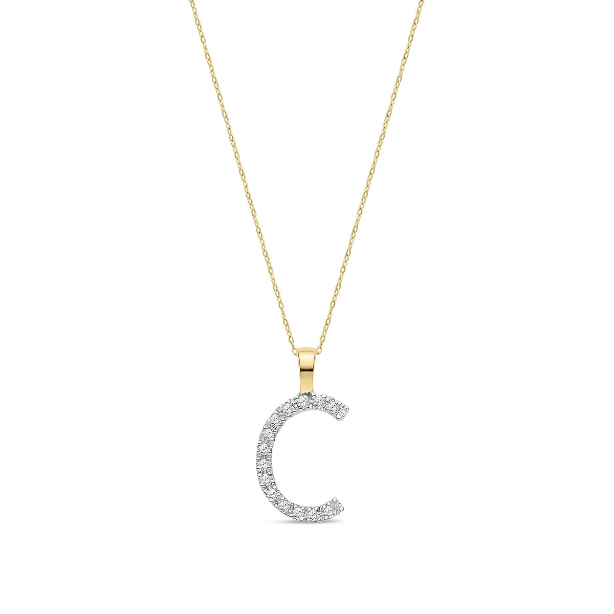 9ct Yellow Gold Natural Diamond Initial C Pendant