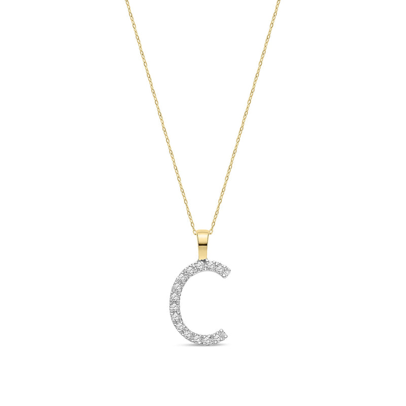 9ct Yellow Gold Natural Diamond Initial C Pendant