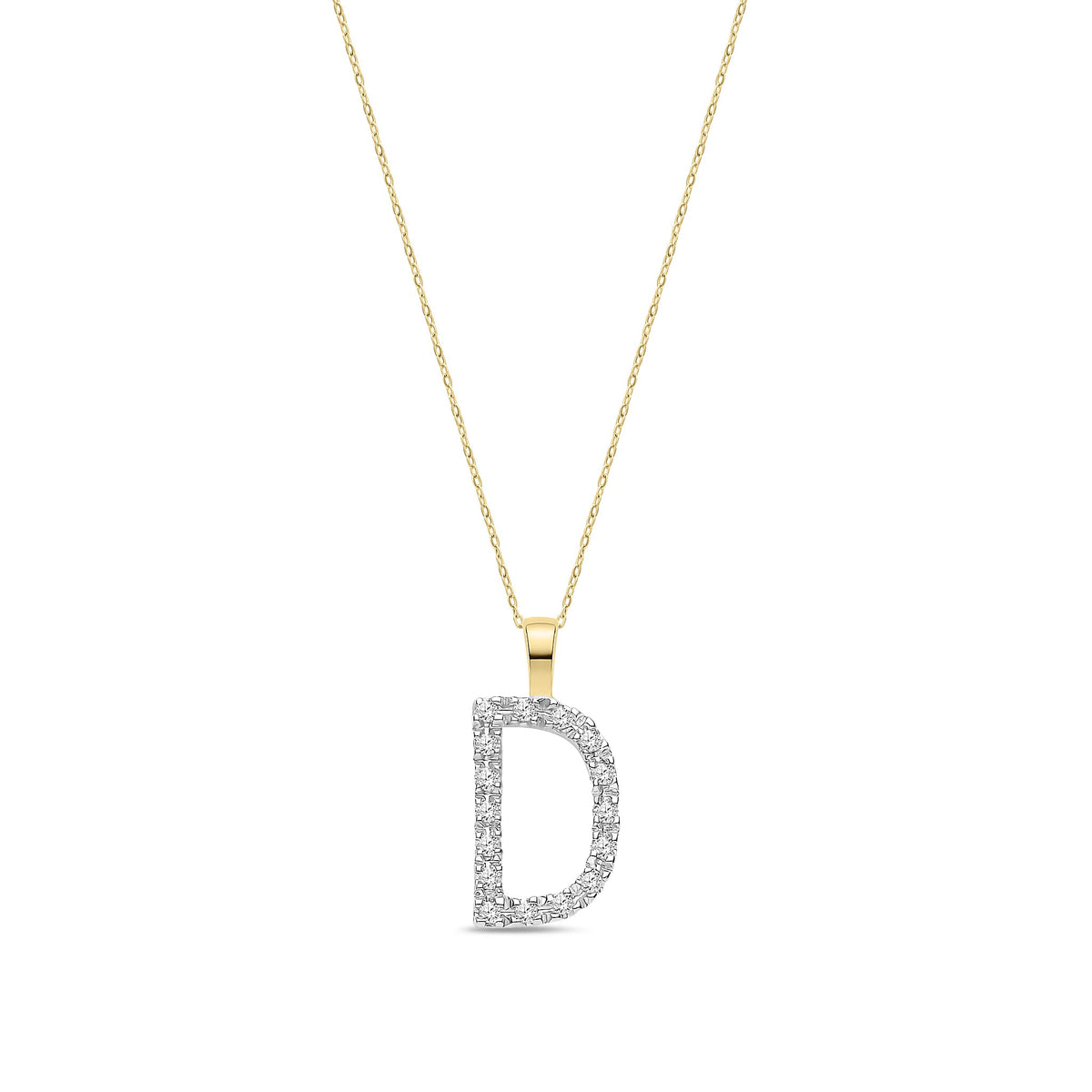 9ct Yellow Gold Natural Diamond Initial D Pendant