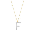 9ct Yellow Gold Natural Diamond Initial F Pendant
