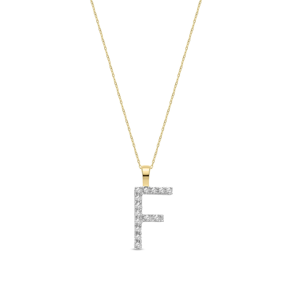 9ct Yellow Gold Natural Diamond Initial F Pendant