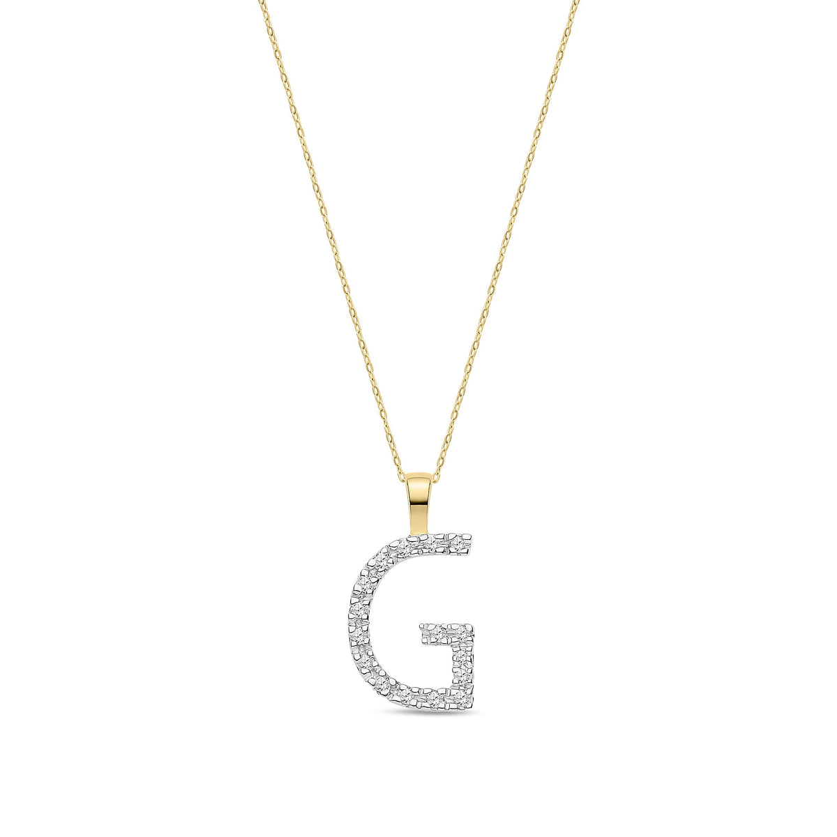 9ct Yellow Gold Natural Diamond Initial G Pendant