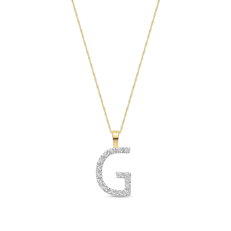 9ct Yellow Gold Natural Diamond Initial G Pendant