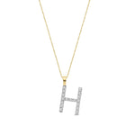9ct Yellow Gold Natural Diamond Initial H Pendant