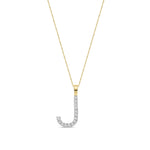 9ct Yellow Gold Natural Diamond Initial J Pendant