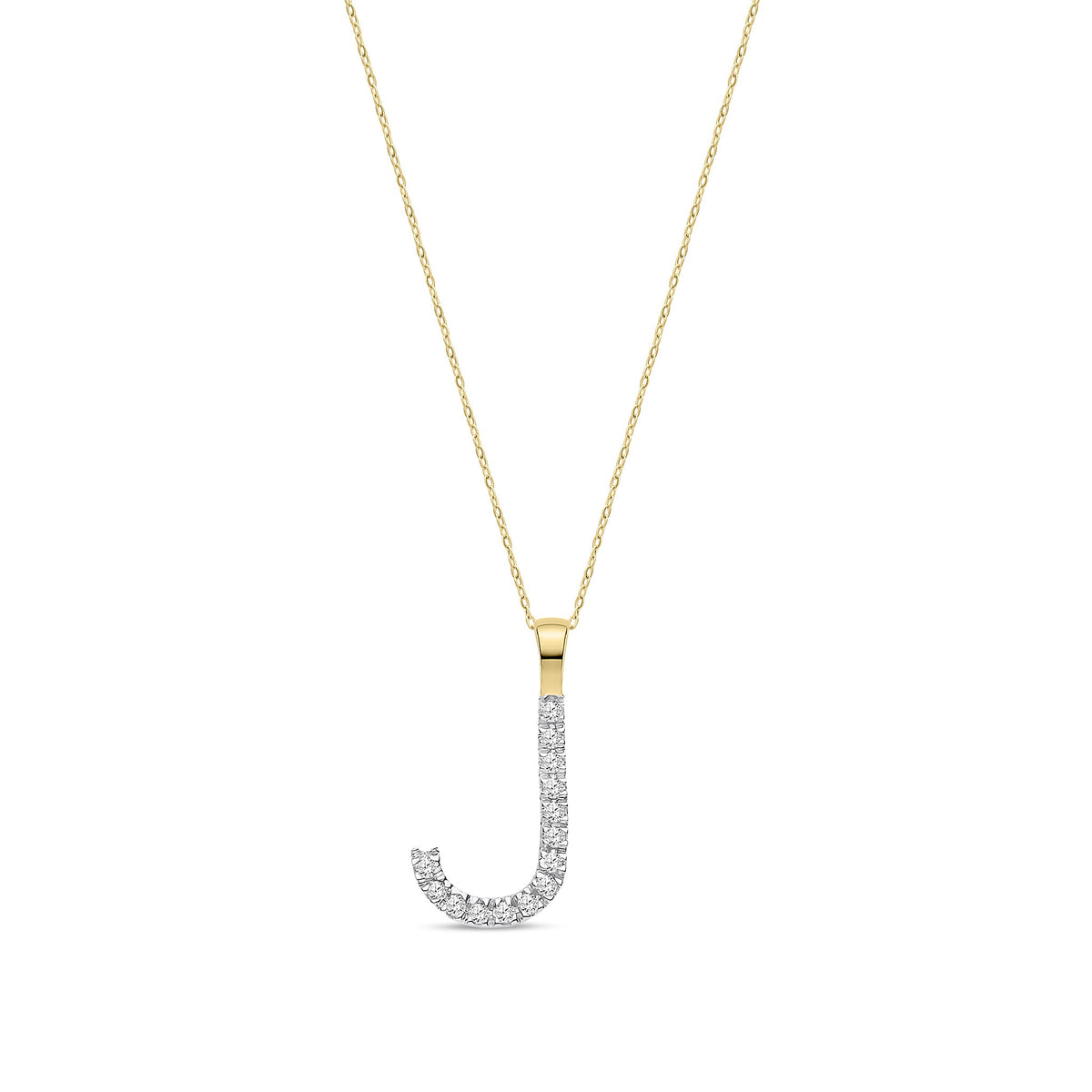 9ct Yellow Gold Natural Diamond Initial J Pendant