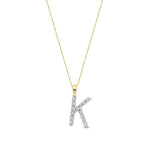9ct Yellow Gold Natural Diamond Initial K Pendant