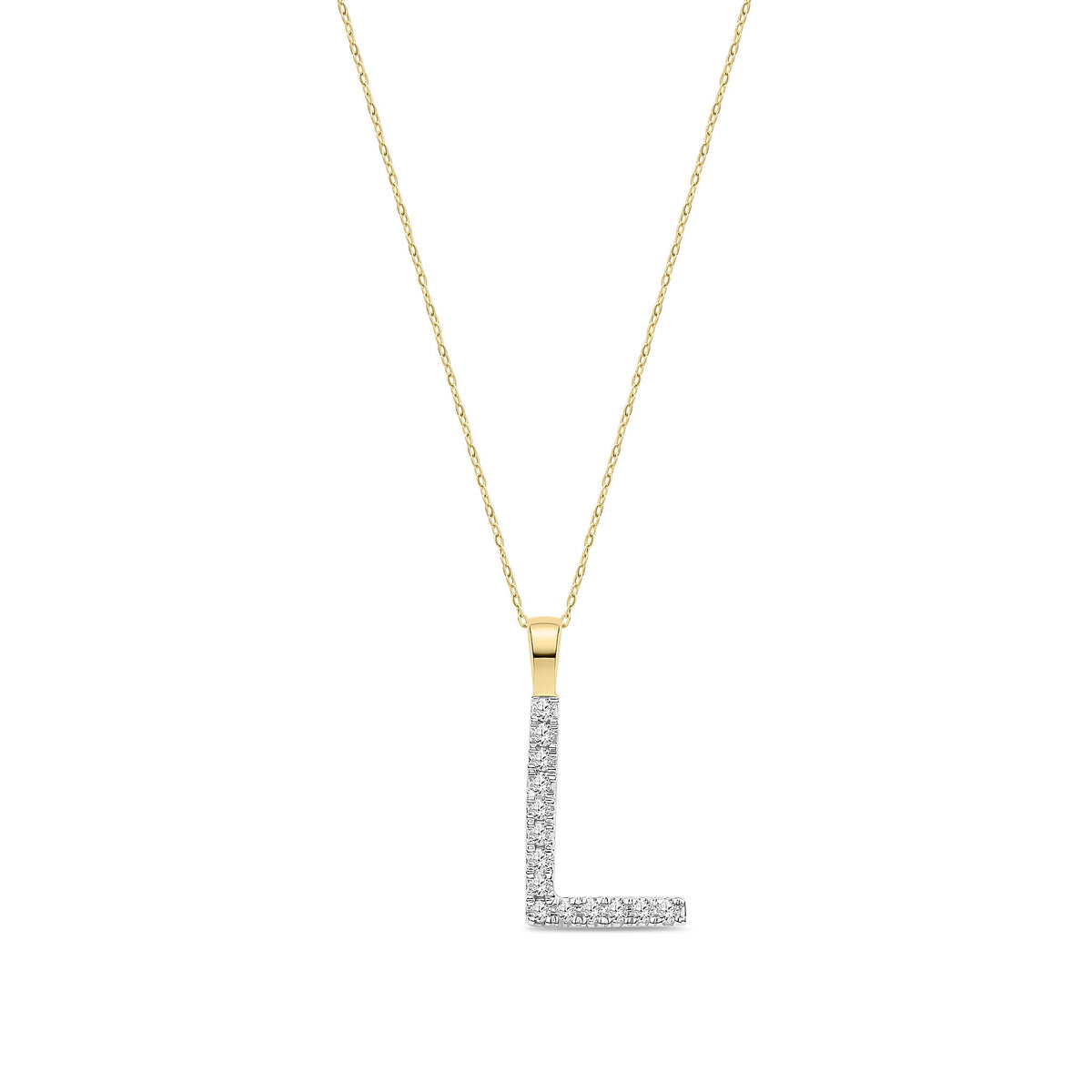 9ct Yellow Gold Natural Diamond Initial L Pendant