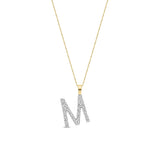 9ct Yellow Gold Natural Diamond Initial M Pendant