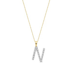 9ct Yellow Gold Natural Diamond Initial N Pendant