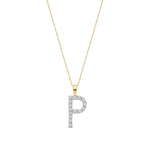 9ct Yellow Gold Natural Diamond Initial P Pendant
