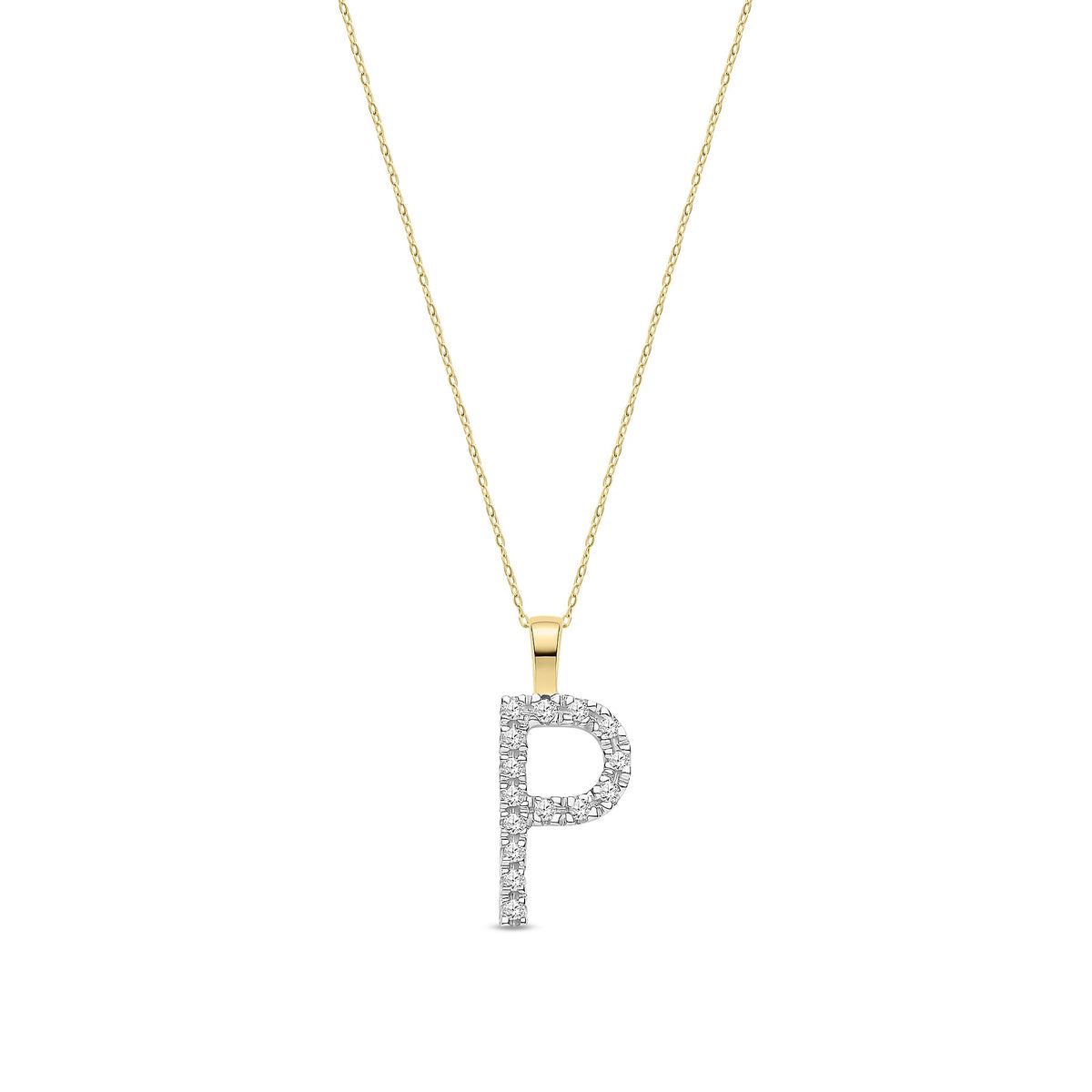 9ct Yellow Gold Natural Diamond Initial P Pendant