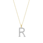 9ct Yellow Gold Natural Diamond Initial R Pendant