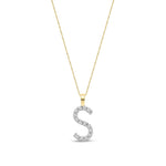 9ct Yellow Gold Natural Diamond Initial S Pendant