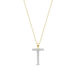 9ct Yellow Gold Natural Diamond Initial T Pendant