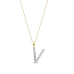 9ct Yellow Gold Natural Diamond Initial V Pendant