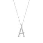 9ct White Gold Natural Diamond Initial A Pendant