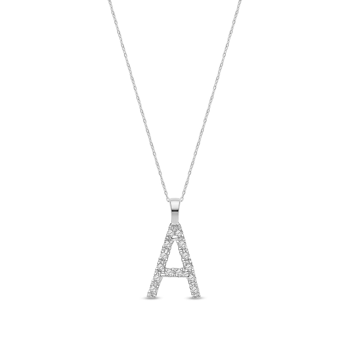 9ct White Gold Natural Diamond Initial A Pendant