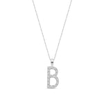 9ct White Gold Natural Diamond Initial B Pendant