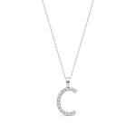 9ct White Gold Natural Diamond Initial C Pendant