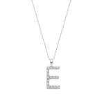 9ct White Gold Natural Diamond Initial E Pendant